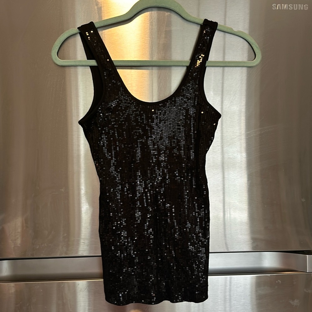 Express Black Sequin Tank Top. Size XS.